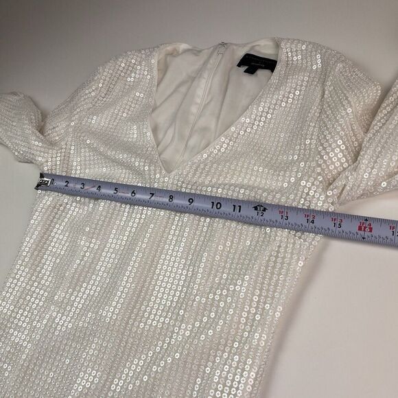 Michael Costello x Revolve Moseley Sequin Mini Dress S White Festival Fairy Mesh - Picture 6 of 13